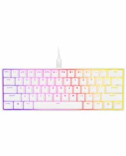 De gros 🔔 Corsair GAMER MÉCANIQUE (CHERRY MX RED) K65 MINI 60% RGB (BLANC) Clavier QWERTY Français ✔️