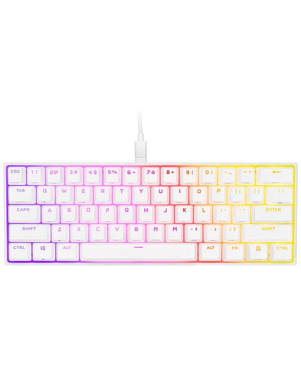 De gros 🔔 Corsair GAMER MÉCANIQUE (CHERRY MX RED) K65 MINI 60% RGB (BLANC) Clavier QWERTY Français ✔️