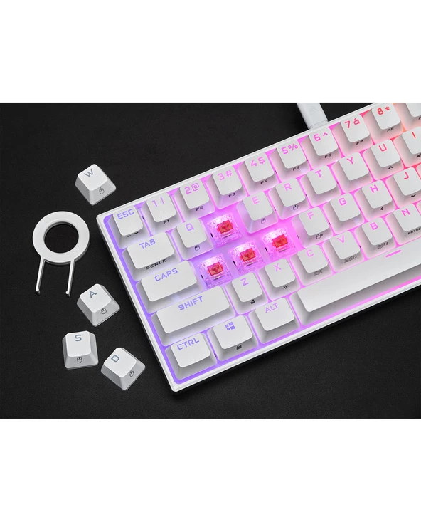 De gros 🔔 Corsair GAMER MÉCANIQUE (CHERRY MX RED) K65 MINI 60% RGB (BLANC) Clavier QWERTY Français ✔️ – Image 3