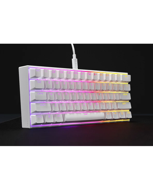 De gros 🔔 Corsair GAMER MÉCANIQUE (CHERRY MX RED) K65 MINI 60% RGB (BLANC) Clavier QWERTY Français ✔️ – Image 4
