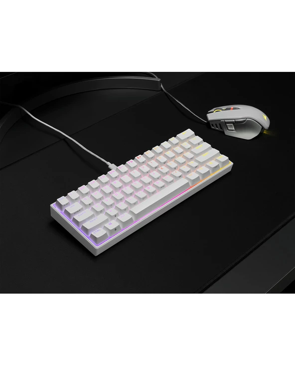 De gros 🔔 Corsair GAMER MÉCANIQUE (CHERRY MX RED) K65 MINI 60% RGB (BLANC) Clavier QWERTY Français ✔️ – Image 6