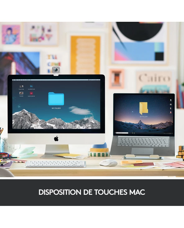 Bon marché 🎉 Logitech MX Keys Mini For Mac Minimalist Wireless Illuminated Keyboard Clavier Bluetooth AZERTY Français Gris 🔥 – Image 2
