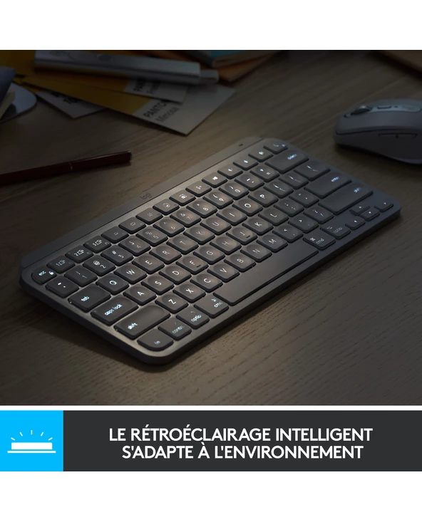 Bon marché 🎉 Logitech MX Keys Mini For Mac Minimalist Wireless Illuminated Keyboard Clavier Bluetooth AZERTY Français Gris 🔥 – Image 5
