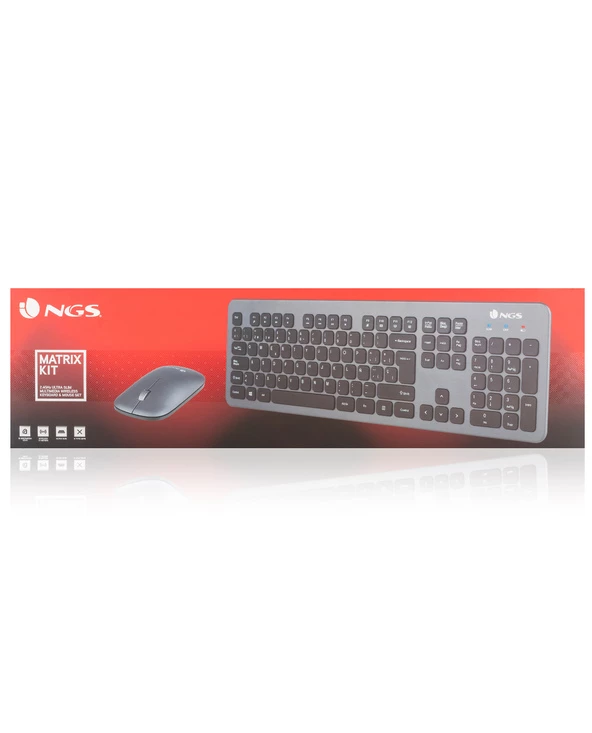 Vente flash ❤️ NGS Matrix Kit, QWERTY, ES Clavier RF Sans Fil Espagnole Gris 🔔 – Image 6